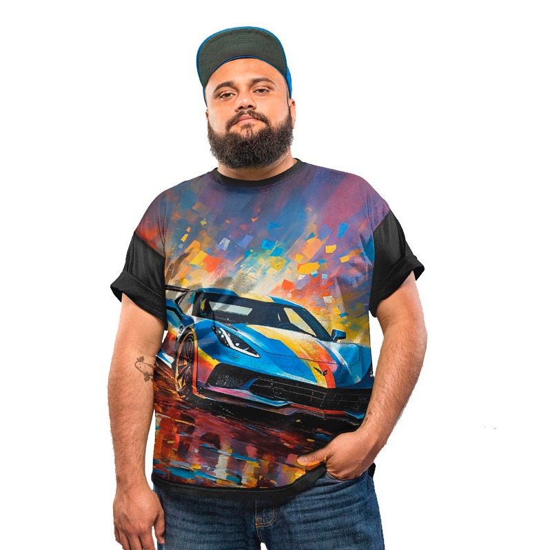 Camiseta Plus Size Carro Race Motor Car Turbo Men Streetwear