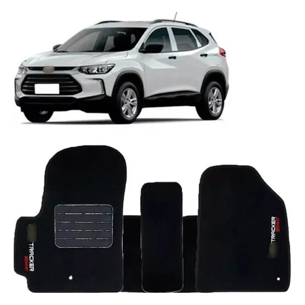 Kit de tapetes 5 peças específico Tracker Turbo 2020 / 2025 Carpete Preto