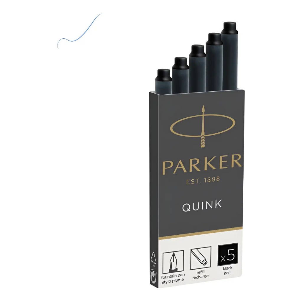 Caixa com 5 Cartuchos de Tinta Preta para Caneta Tinteiro Parker Quink