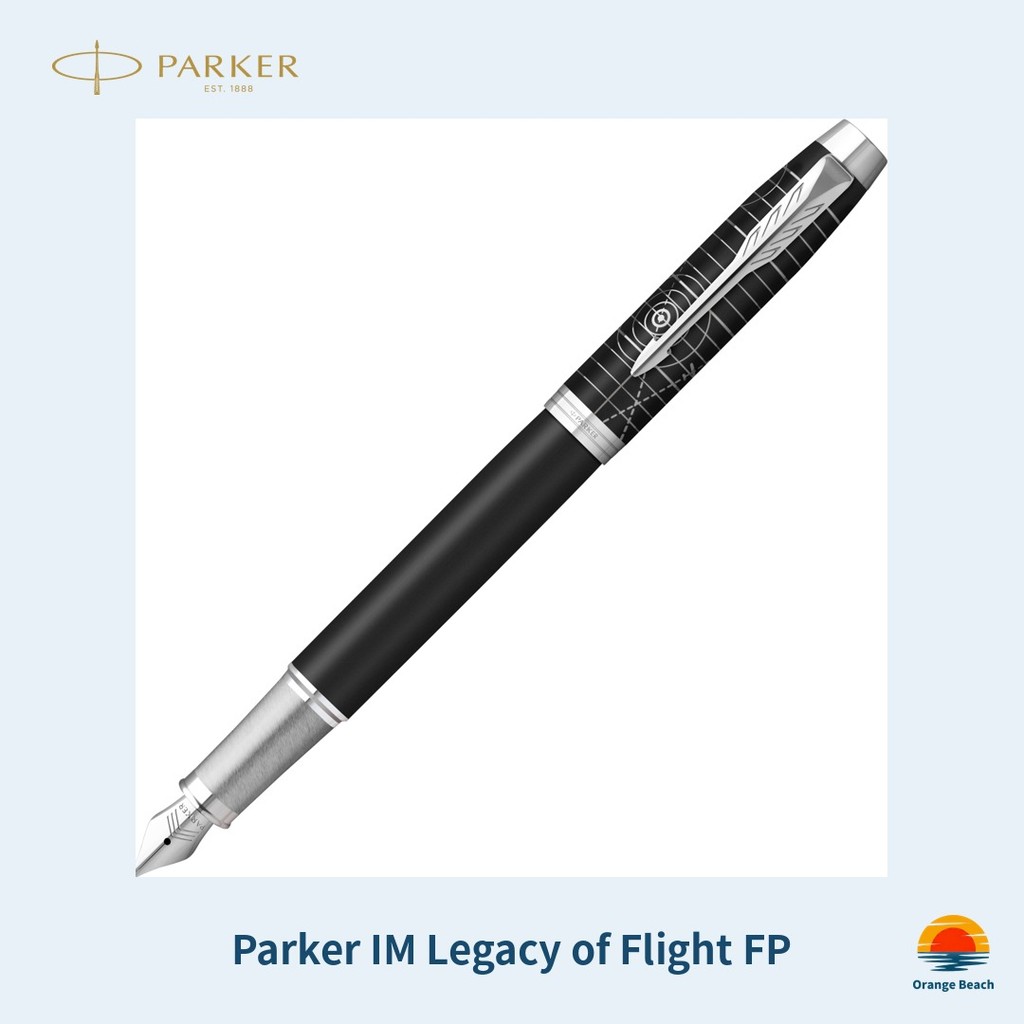 Parker IM Legacy of Flight Caneta Tinteiro Preta Fosca Detalhe Cromado Edicao Especial