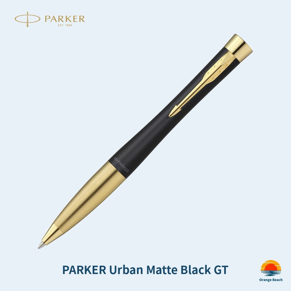 PARKER Urban Caneta Esferografica Matte Black GT/Latao/Detalhes Dourados/Caixa de Presente