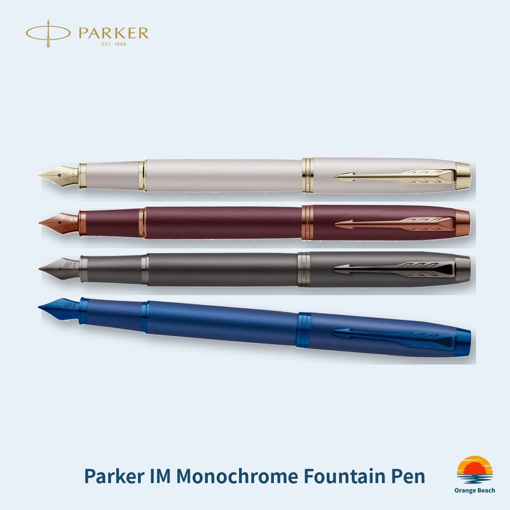 Parker IM Monochrome Caneta Tinteiro Latao Fosco Detalhes Metal Combinando 4 Cores Caixa