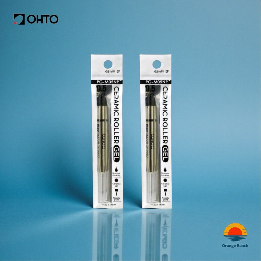 OHTO PG-M05NP Refil Gel Ceramico/0.5mm Preto Ponta Agulha/Seca Rapido/Parker/Kit 2/Japao