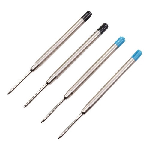 Kit Com 10 Carga Refil Para Caneta De Esferográfica Metal Tipo Parker E Cross Azul/Preta