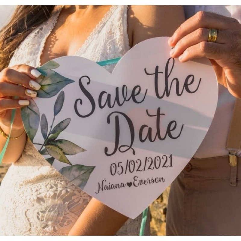 Placa Decorativa Coração Casamento Pré Wedding Save The Date