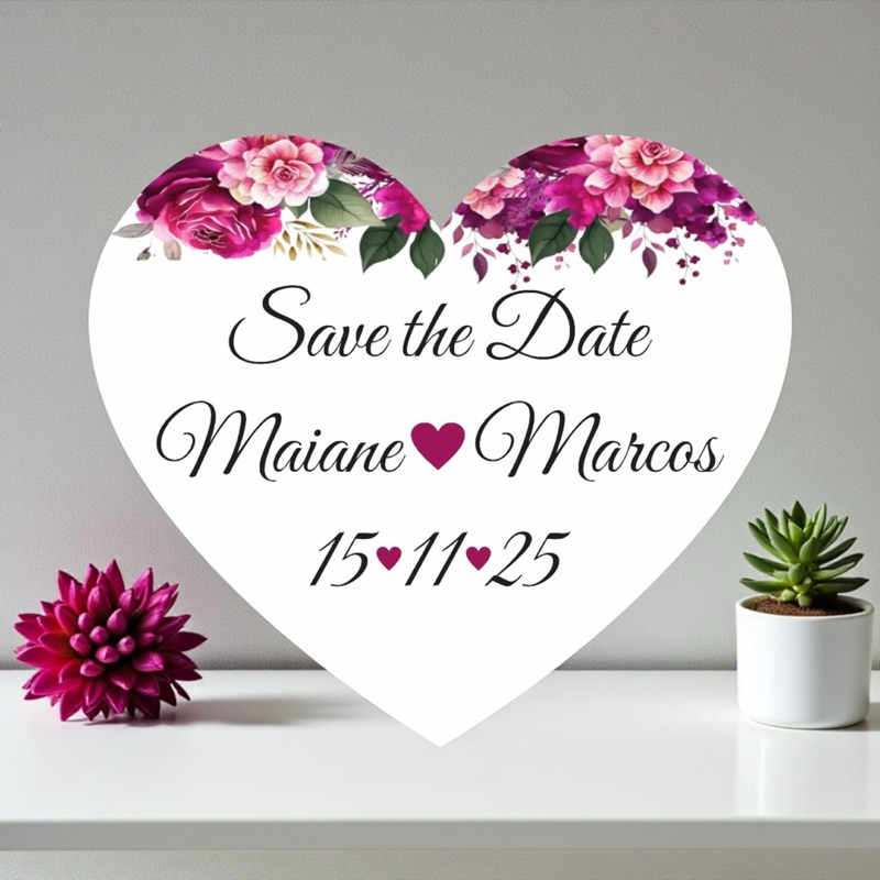 Placa Decoração Casamento Coração Save The Date Pré Wedding