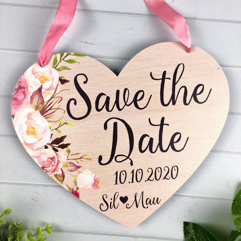 Placa Coração MDF Casamento Personalizada Save The Date Pré Wedding