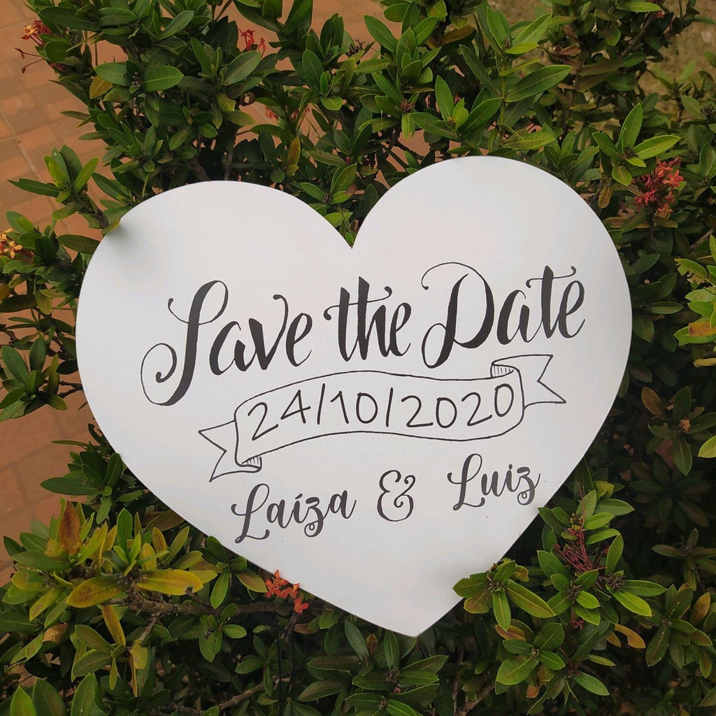 Placa Coração MDF Casamento Personalizada Save The Date Pré Wedding