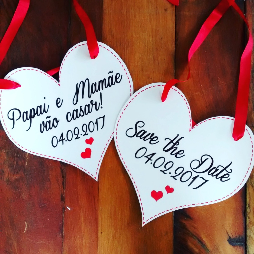 Kit 2 Placas Coração MDF Casamento Personalizada Save The Date Pré Wedding