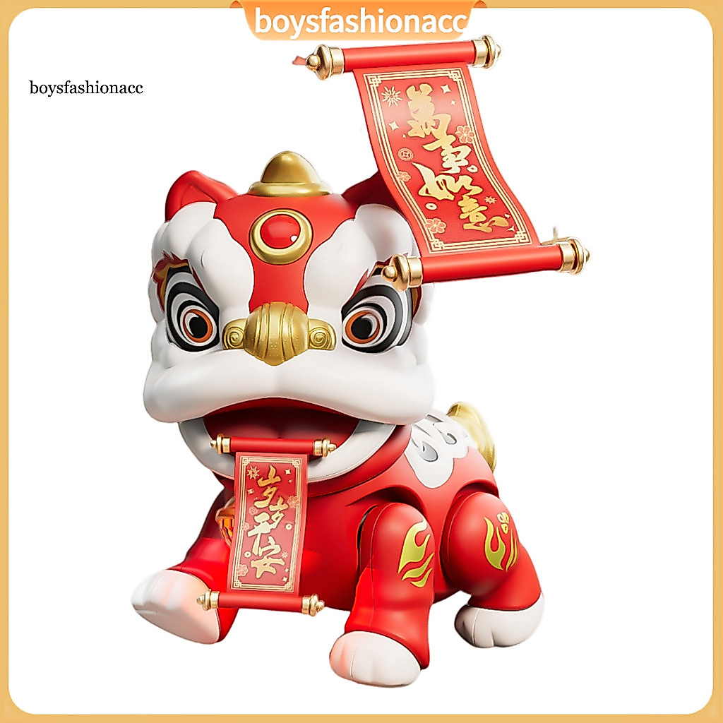 Electric Dancing Lion Toy with Music Lights 2 Blessing Stickers Shaking Head Walking Cartoon for Toddlers Boys Girls Fun