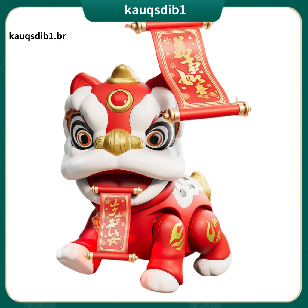Lion Toy with Blessing Stickers Cartoon Awake Electric Dancing Music Lights 2 Shaking Head Walking for Toddlers for Kids