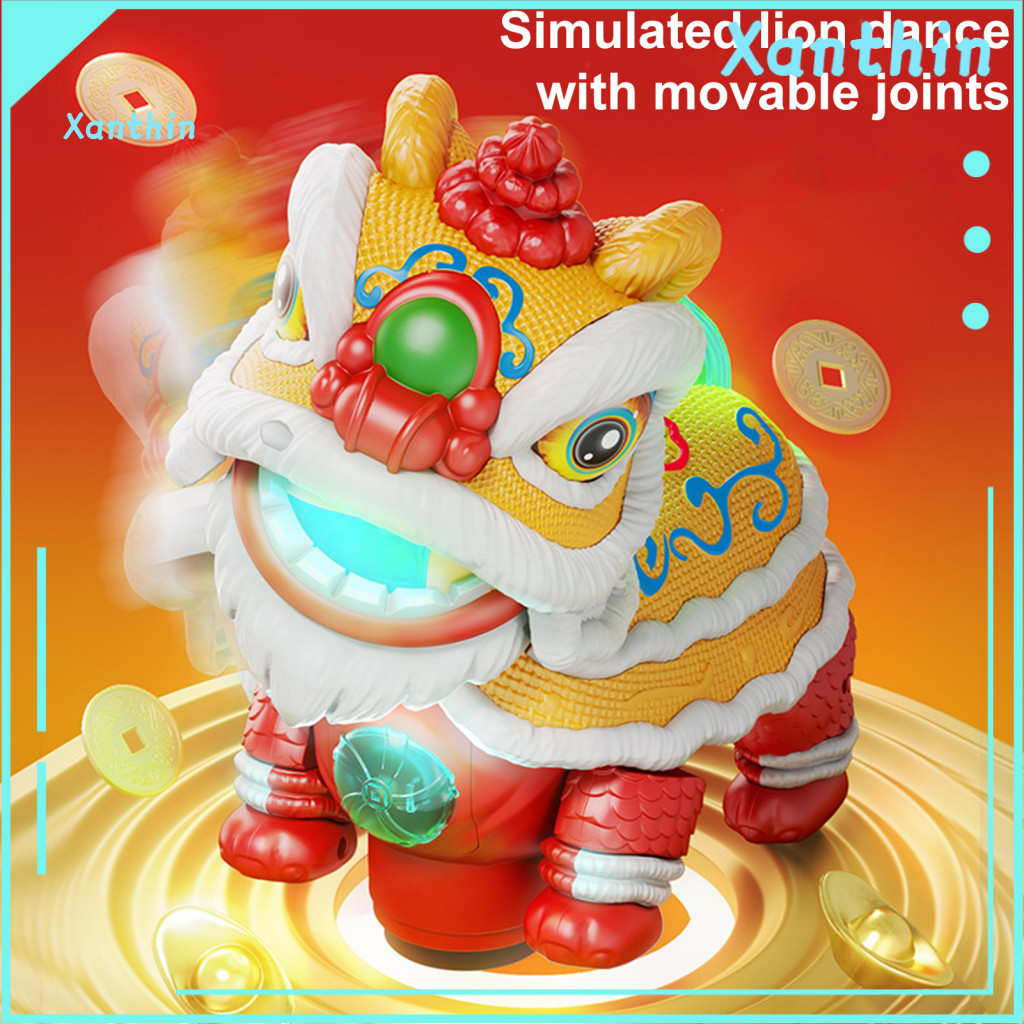 Battery Operated Dancing Lion Toy Kids Dance Electric with Led Lights Music Walking Shaking Head – Fun Chinese New Yea