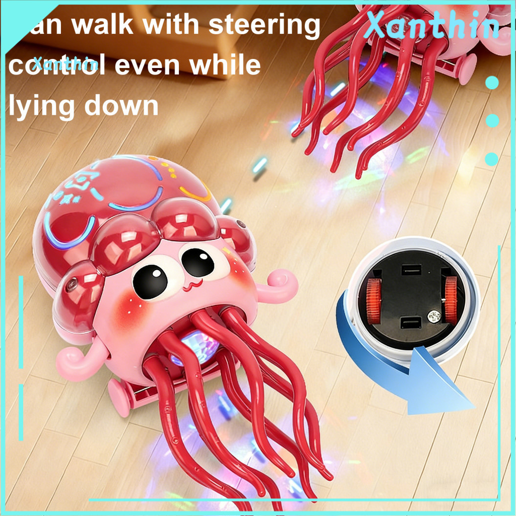 Electric Octopus Toy Dancing Jellyfish with Led Lights Music Obstacle Avoidance – Sea for Toddlers Boys Girls Fun Cart