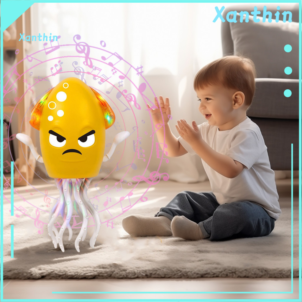 Dance Octopus Toy Electric Dancing with Led Lights Music Obstacle Avoidance – Crawling Cartoon Robot for Toddlers Boys