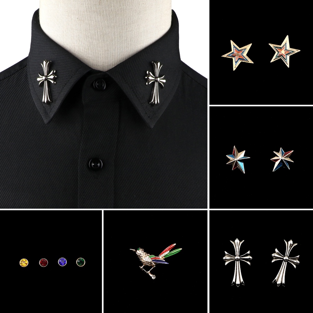 ZONFAZ 1PC/Par Alfinete De Cristal Para Colarinho Camisa Broche Trendy Personalidade Homens Mulheres Acessório Presente