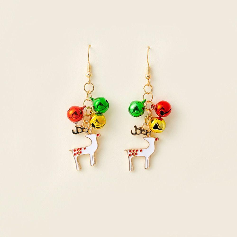 Brincos Femininos Santa Trendy Elk Bell Retro Personalidade De Ano Novo