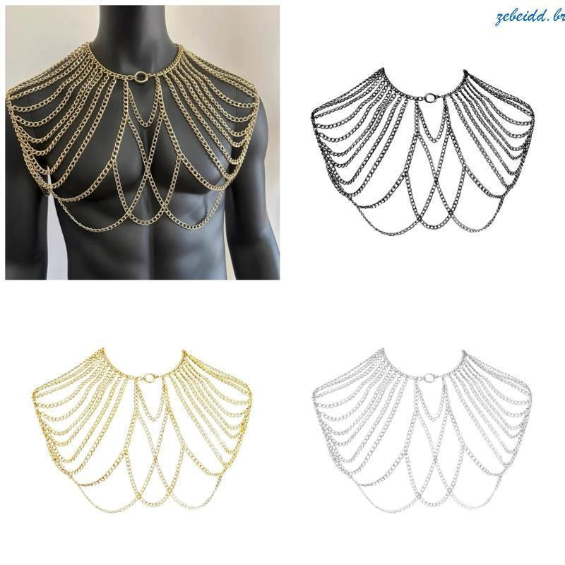 zebeidd Trendy Men Body Chain Borlas Colar Ombro Personalidade Acessório Festa Para Clubes E Música