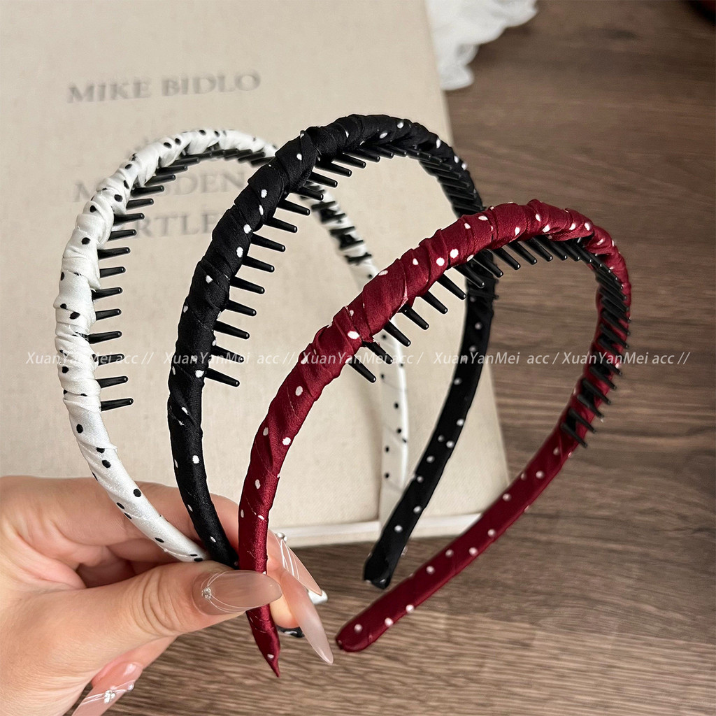 Versão coreana All-Match Polka Dot dentado bandana fresco simples menina pressionado cabelo bandana diário exterior Wear