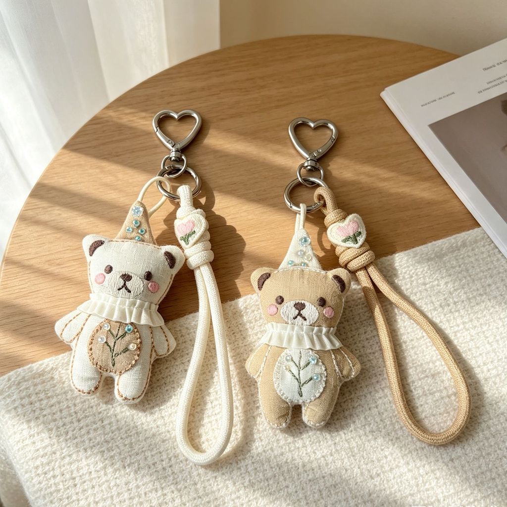 Nicho criativo dos desenhos animados urso boneca pingente estilo Mori tecido All-Match fresco menina saco chaveiro pinge