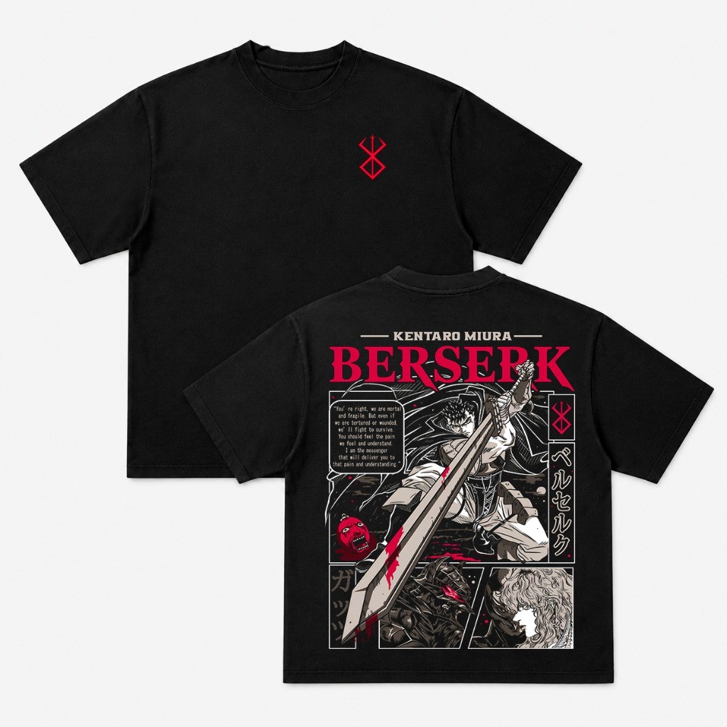 Camiseta Berserk Guts Anime Oversized 100% Algodão Unissex Otaku Mangá Envio Imediato