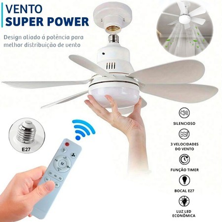 Wind Light Ceiling Fan Silent 3 Speeds Remote Control Silent Led Lamp 6 Blades