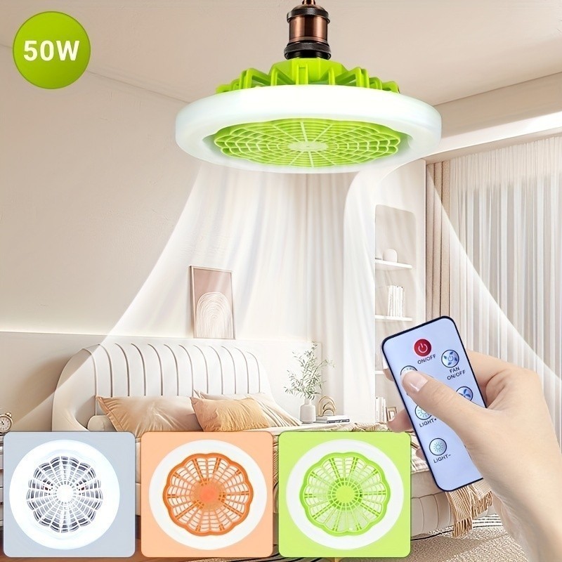 Ventilador de Teto 30W com Luz LED 10.2W - Enclosed Branco Silencioso - Cooler Residencial com Iluminação Embutida -