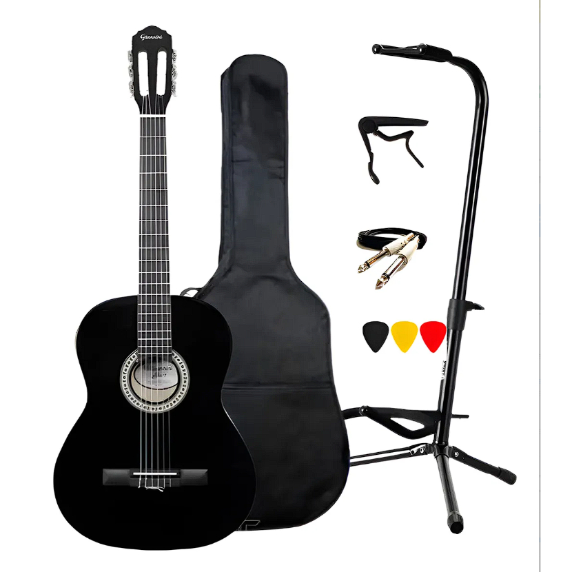 Violão Eletroacústico Giannini N-14 Eq Bk Com Mega Kit N-14 Eq Bk Destro
