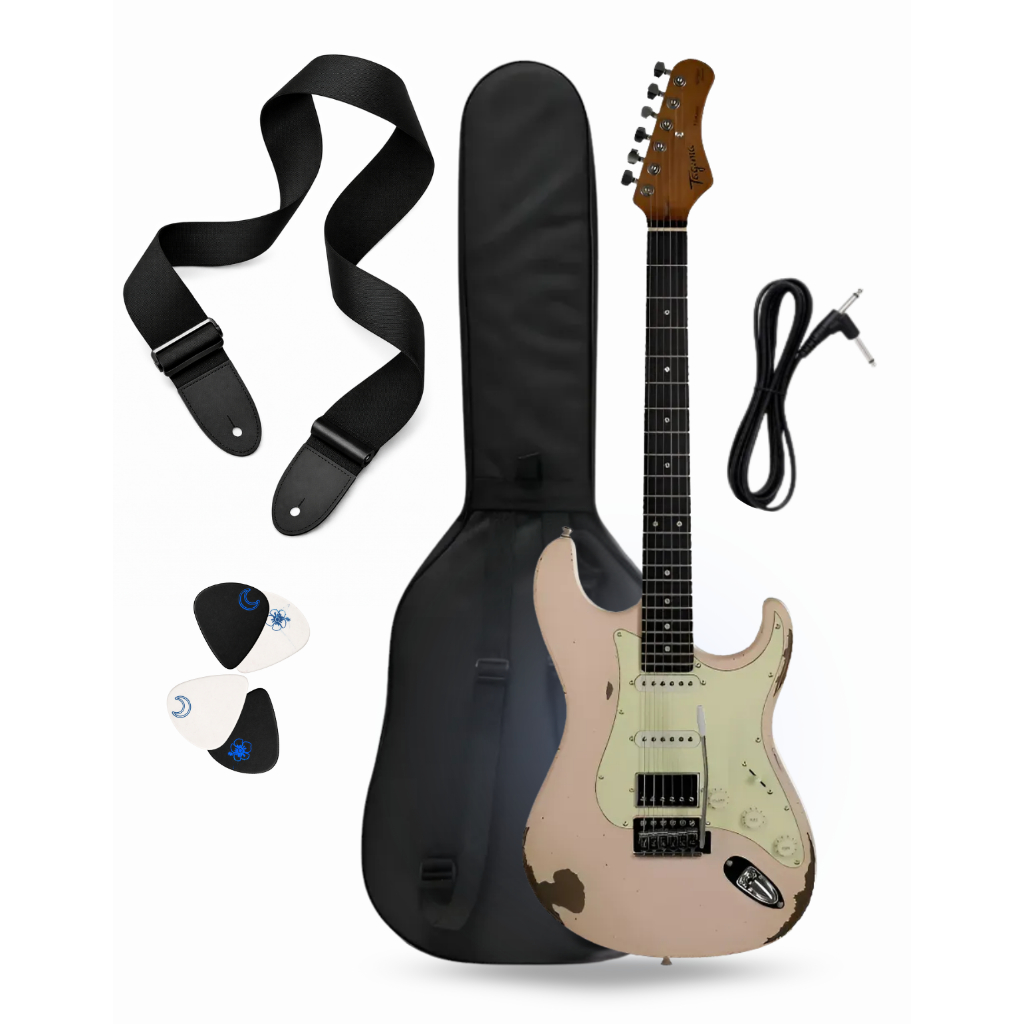 Guitarra Tagima Strato Antique Séries Tga-580 Shpk Destro Rosa Kit Com Bag Correia e Palheta