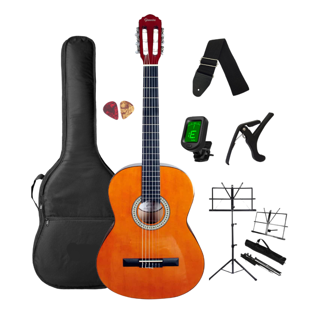 Violão Estudante Aço Adulto Destro Classico Giannini Start S-14 N Natural Brilhante + Melhor Kit de Acessórios