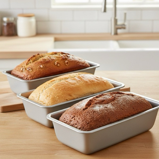 Kit 3 Formas Aluminio Assar Pao Bolo Tamanhos Variados Cozinha Resistente Distribui Calor