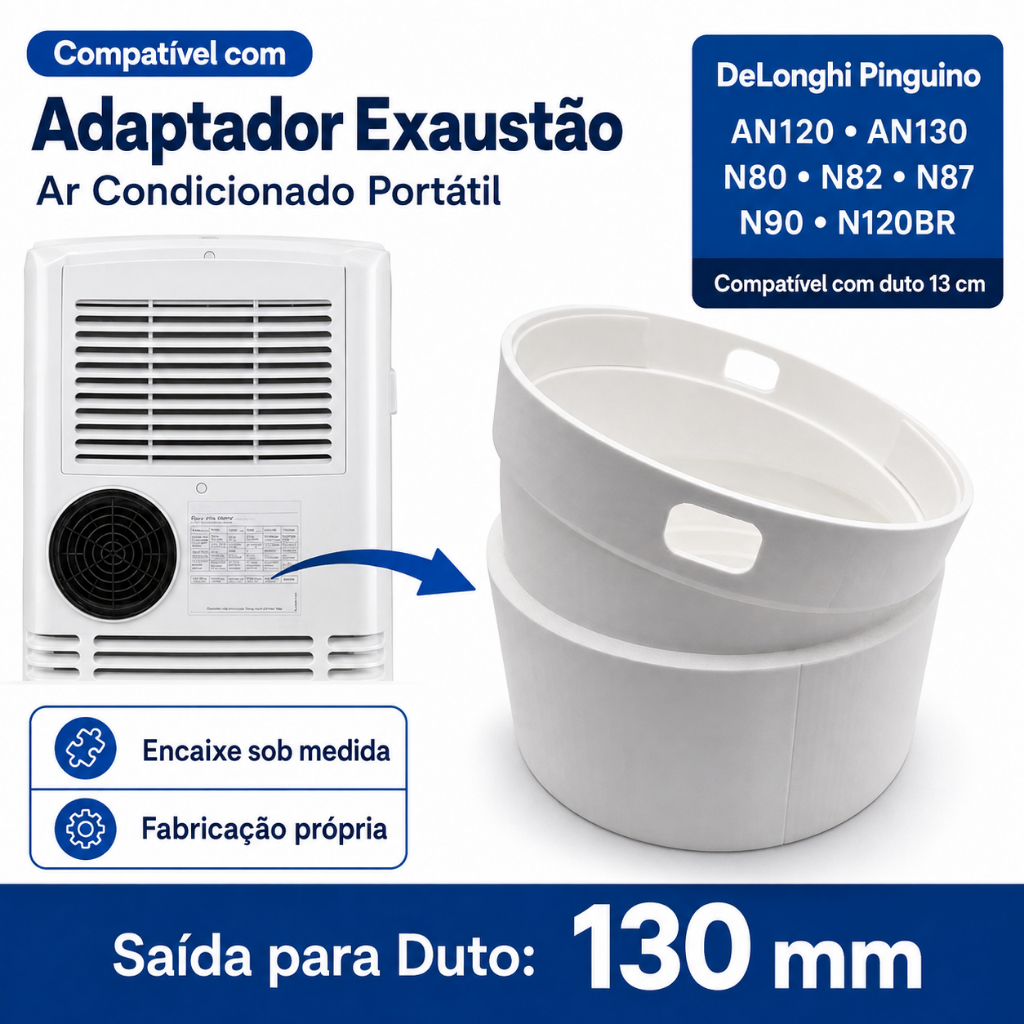 Adaptador Exaustão Ar Portátil Compatível DeLonghi Pinguino AN120 AN130 N80 N82 N87 N90 N120BR 130mm