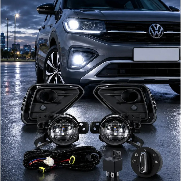 Kit Farol Milha Led T-Cross Sense A Partir 2025 Bot Original Neblina Serra Serração Farol Farolete Baixo Alto Noite
