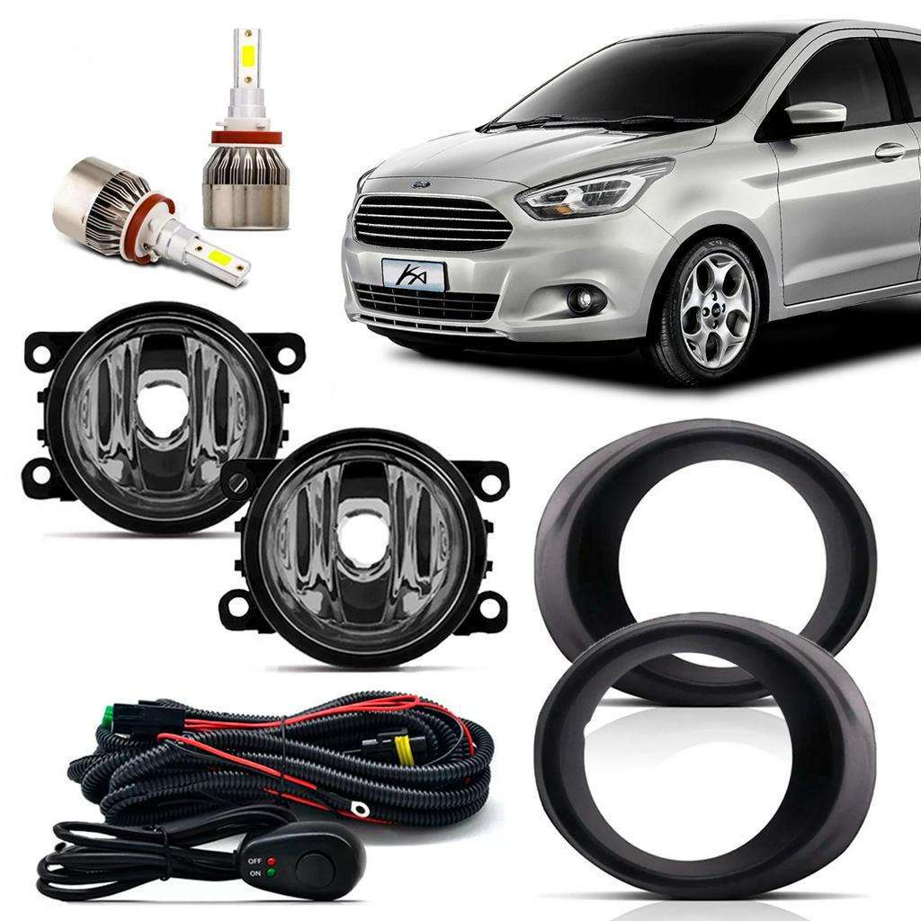 Kit Farol Milha Ka 2015 2016 2017 2018 + Bot Alt Colante C/ Super Led