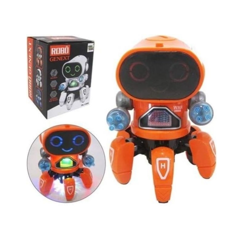 Robô Musical Aranha 6 Pernas - Dança - Com Luzes 03 cores Bot Robot