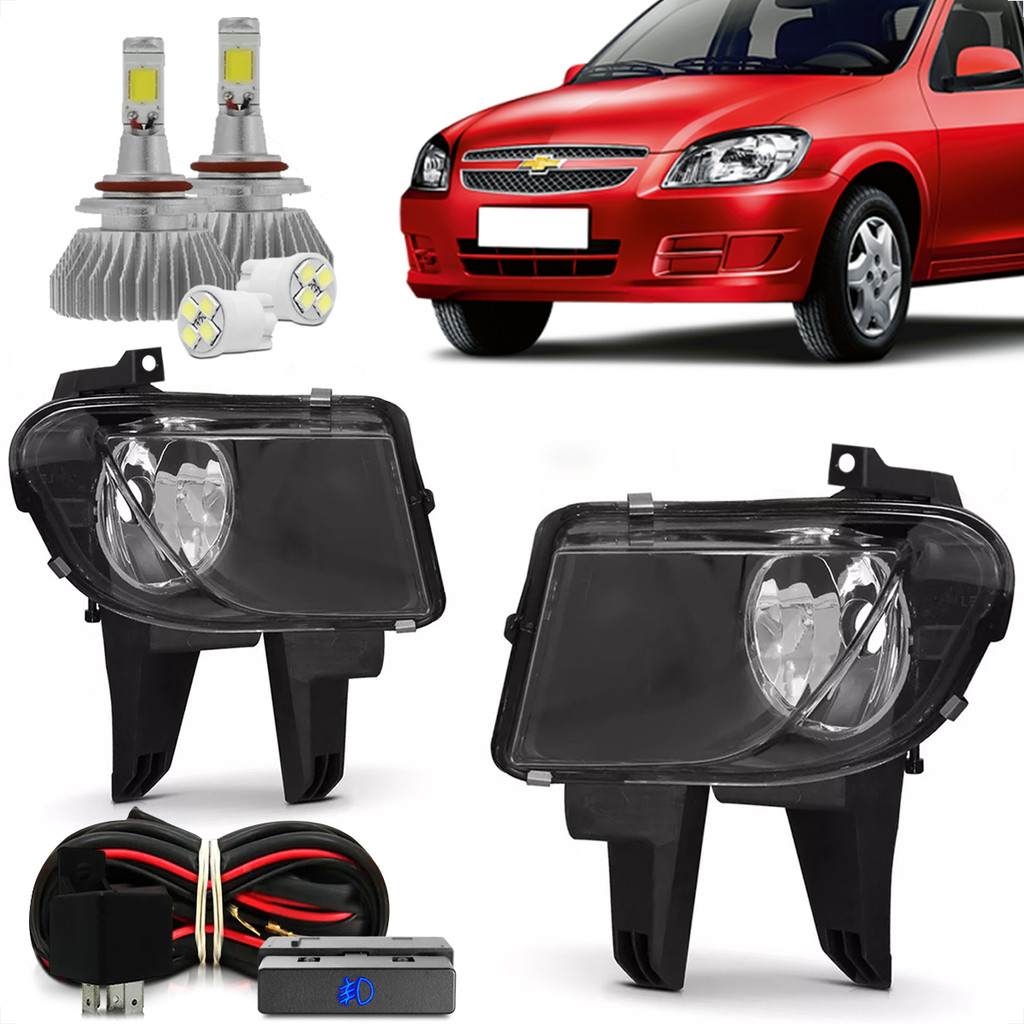 Kit Farol De Milha Celta Prisma 2012 2013 2014 2015 Bot.Original + Led