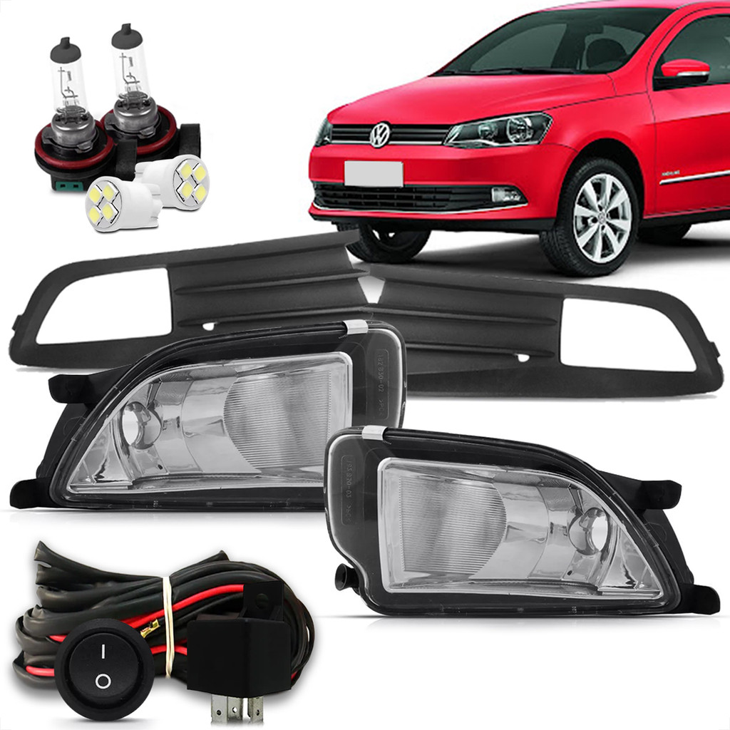 Kit Farol Milha Neblina Gol Voyage G6 2012 2013 2014 2015 2016 Bot. Alternativo + Lâmpada