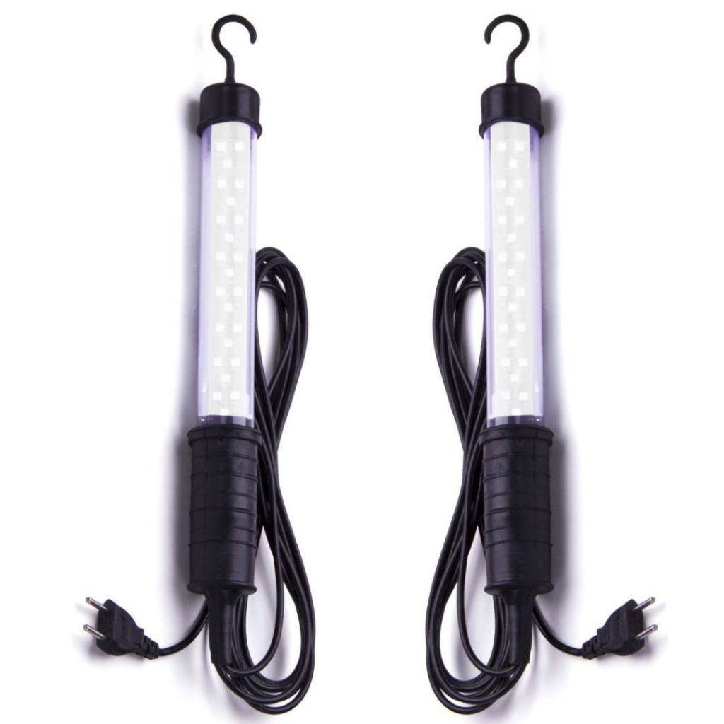 Kit 2 Bastão Luz 24 Led Plug Bivolt AC Pendente Auto Garagem Oficina Carro Caminhão Camping Barco