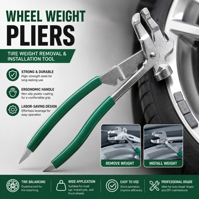 Tire Balance Weight Pliers Heavy Duty Wheel Weight Removal Tool with Hammer Function for Auto Repair