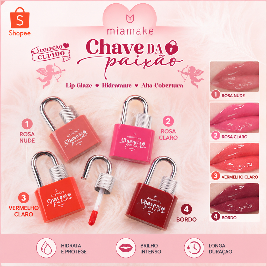 Lip Gloss Glaze Chave da Paixão Mia Make