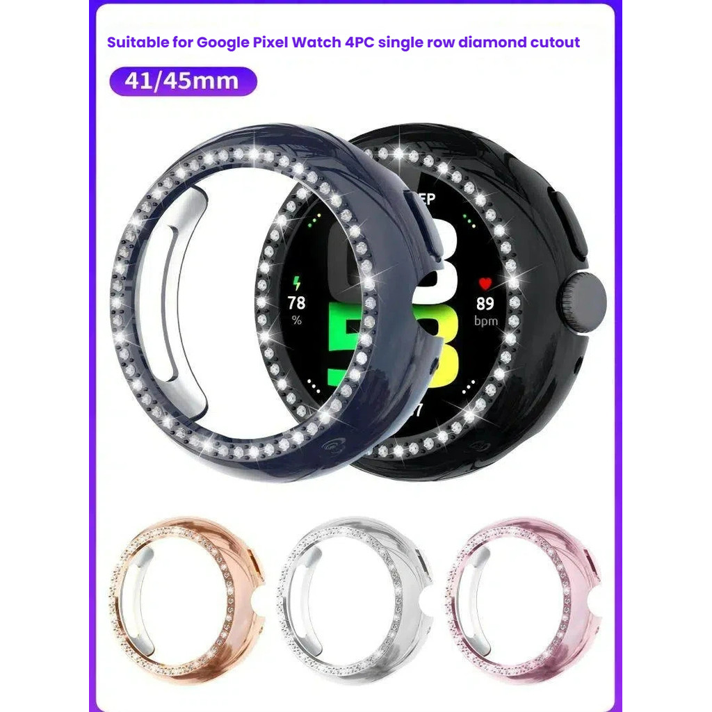 Bling PC Hollow Diamond Case Capa Para Google Pixel Watch 5 4 45mm 41mm Smart Crystal Bumper Shell Cover Watch5 Watch4 P