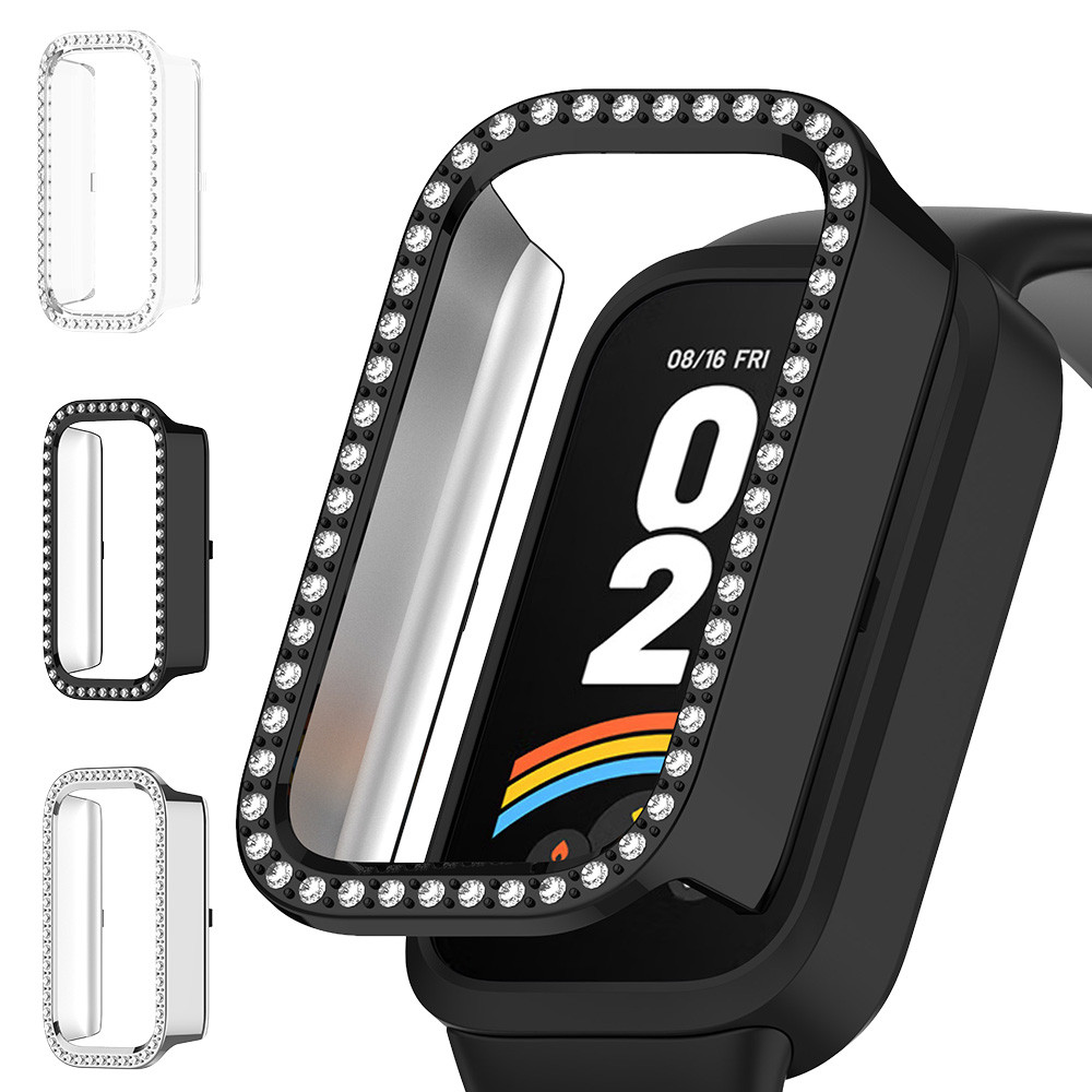 Diamond Bling PC Case Para Xiaomi Smartwatch Mi Band 9 Active Anti Gores Hard Shell Protetor De Tela Oca Moldura Capa Pr