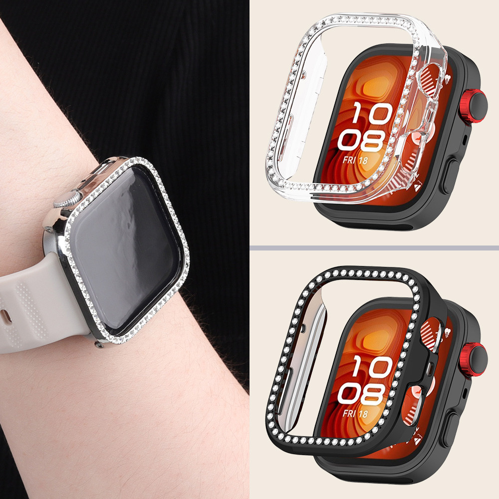 Diamond Bling Hard PC Case Para Huawei Watch Fit 4/4 Pro/3 Anti Gores Shell Chapeamento Protetor De Tela Oco Acessórios