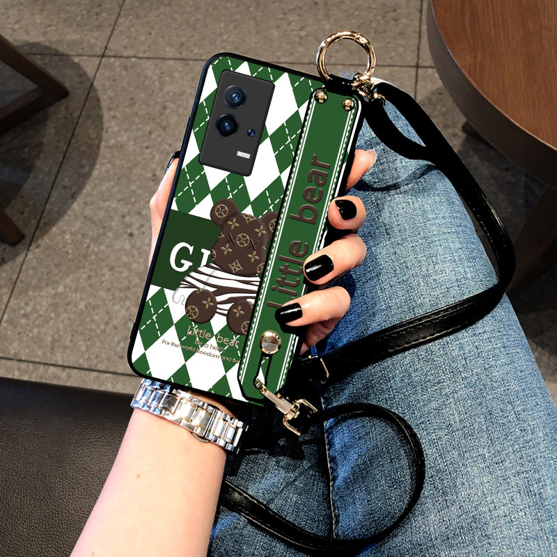 Icool Adequado para vivo iqoo9/iqoo9pro Capa de telefone IQOO8/iqoo8pro Diamond Bear Capa protetora iqoo Z5 Shell Pulsei