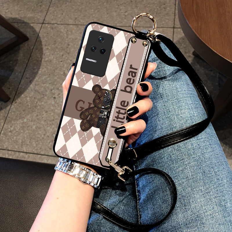 Aimak Redmi k90promax Capa de telefone K50 Versão elétrica Shell K70 Diamond Bear K40 Capa protetora K60E Pulseira Tipo