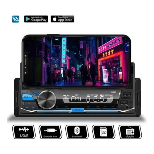 Radio MP3 Auto Painel 1 Din Veiculo Carro Com Suporte Celular