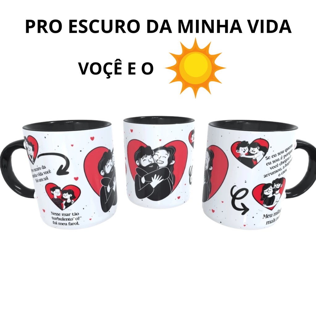 Caneca Luan Santana Pro Escuro da Minha Vida Você Um Sol 325ml Cerâmica Sublimação