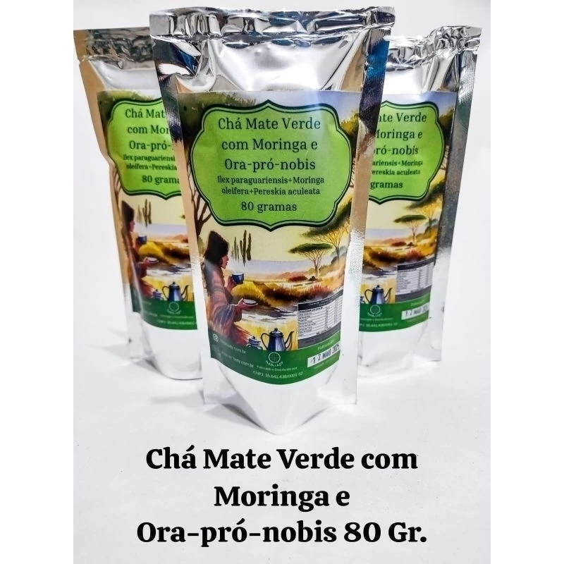 Chá Mate Verde + Moringa + Ora-pro-nóbis 80g | Energizante Natural e Nutritivo