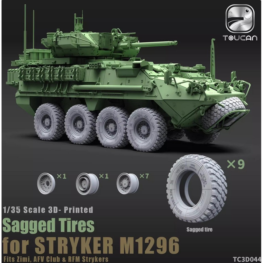 Zimi & TOUCAN TC3D044 1/35 Pneus Sagados Para Stryker M1296 Modelo De Plástico