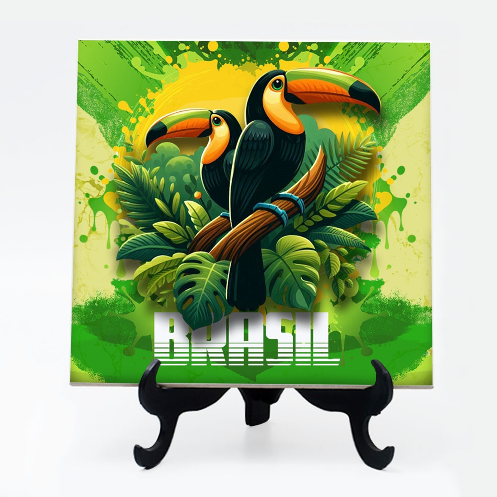 Quadro azulejo Tucano Brasil Toucan Amazonia 24