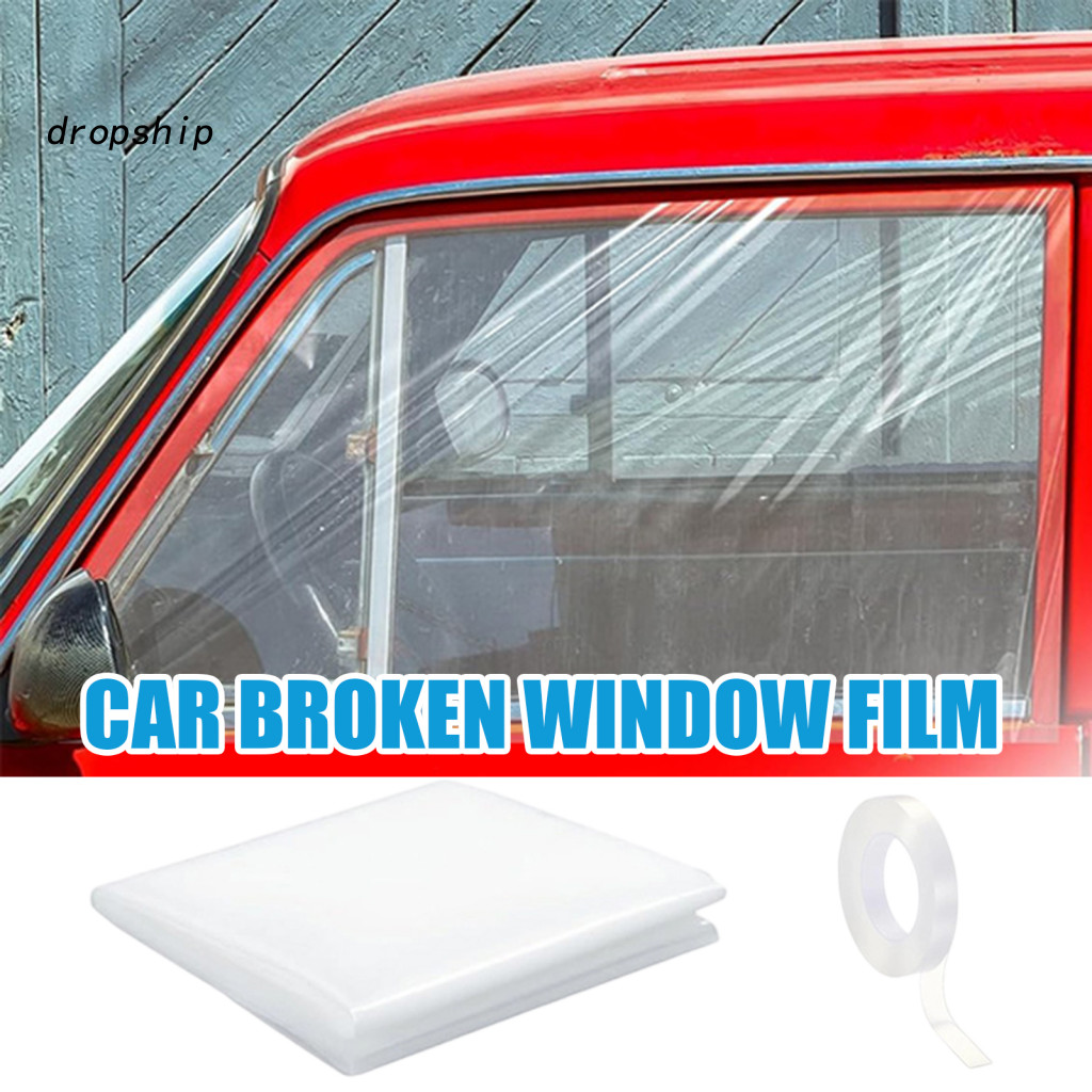 Pvc Window Cover Car Repair Film Broken with Nanometer Double-sided Tape – Transparent Pre-cut Temporary Glass Fix Kit